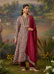 Lakshita Fashion Kainat Maroon Floral Printed A-Line Suit Set